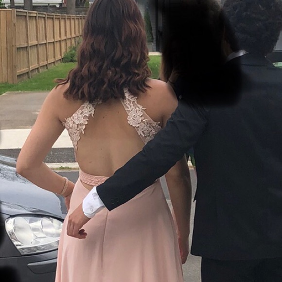 Princess Halter Lace Sleeveless Long Chiffon Dress - Picture 2 of 2